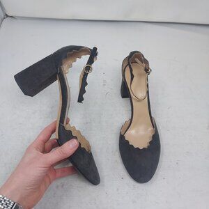Chloé Lauren Ankle Strap Suede Block Heel Pump